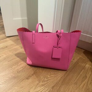 kate spade cape drive hallie pink scalloped saffiano leather tote bag purse